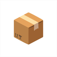 Package vector illustration. Cardboard box isolated on white background.