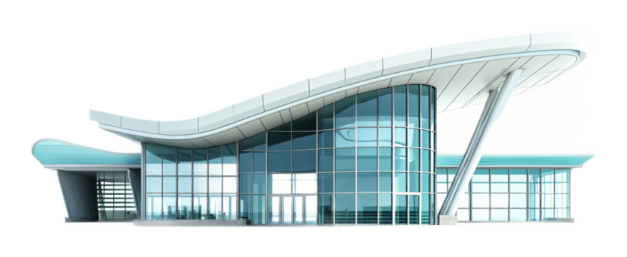 Modern Airport Terminal Architecture Isolated on White Background