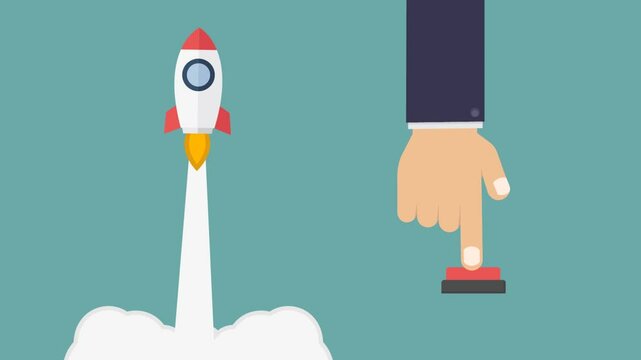 Hand push button and rocket launch