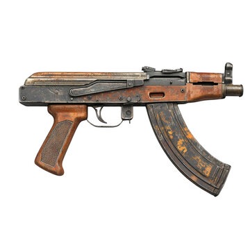 Automatic assault rifle isolated on a transparent background. Vector illustration.