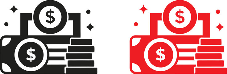 retro style icons, smiling robot faces, red and black color scheme, gear-shaped heads, simple geometric shapes, minimalist design, industrial aesthetic, cartoon characters, robotic avatars, contrastin