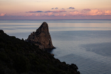 Trekking route to Pedra Longa (Selvaggio Blu) in Santa Maria Navarrese. National Park of the Gulf of Orosei and Gennargentu. Ogliastra, Sardinia, Italy