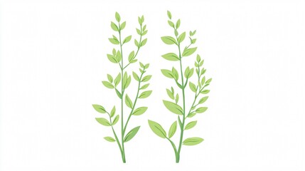 Obraz premium Elegant Green Leaves on White: A Botanical Illustration
