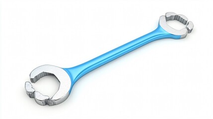 Close-Up of a Modern Blue and Silver Wrench on a White Background