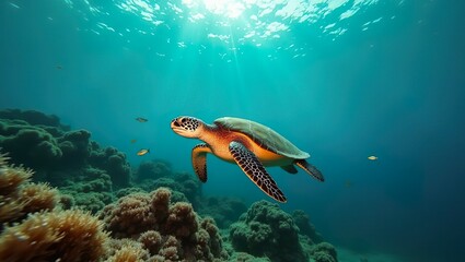 turtle and coral