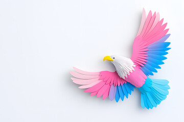 Fototapeta premium Abstract 3D eagle paper cut shape, isolated on a white background