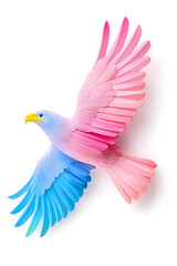 Obraz premium Abstract 3D eagle paper cut shape, isolated on a white background