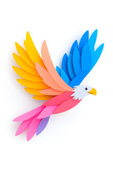 Obraz premium Abstract 3D eagle paper cut shape, isolated on a white background