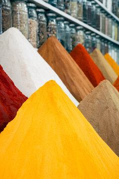 Assortment of spices at the souk, Morocco