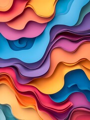 Obraz premium A background of colorful paper cut-out shapes layered dynamically.