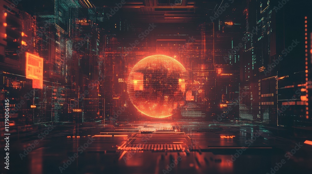 Poster the blockchain technology futuristic hud background features a globe and a blockchain polygon peer t