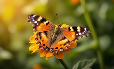 Vibrant butterfly perched on a flower.