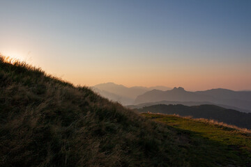 mountain landscape during summer sunrise