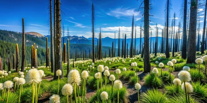Beargrass Resilience: Santiam Pass Wildfire Aftermath, Oregon Cascade Mountains
