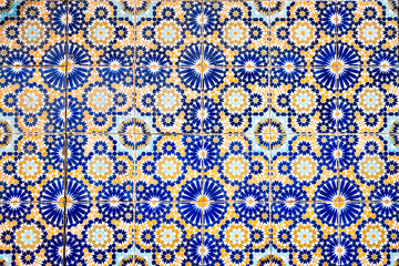 Moroccan design tiles close up, Morocco