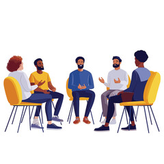 Four individuals seated at therapy group support