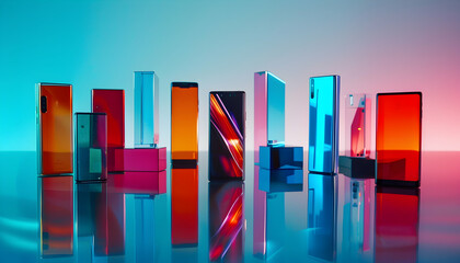 Vibrant Smartphone Showcase 3D Illustration