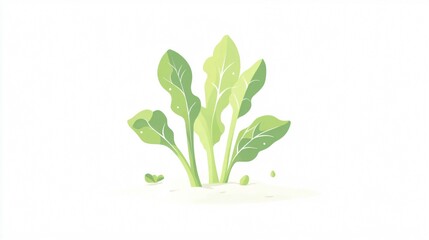 Obraz premium Fresh Green Plant Emerging from Soil - Minimalist Illustration
