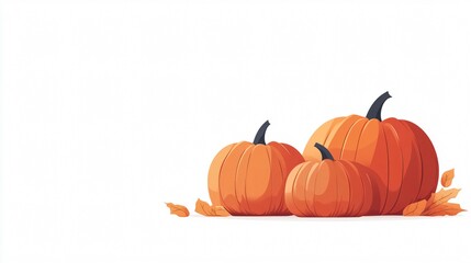 Obraz premium Vibrant Autumn Harvest: Three Pumpkins Amidst Fallen Leaves