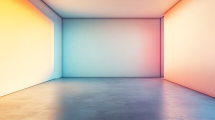 Obraz premium Pastel Colored Room With Concrete Floor