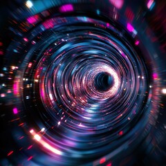 Obraz premium concept art: view from the inside of a fiber optic cable while traveling at the speed of light, visualized data streams flowing and spiraling around the viewer