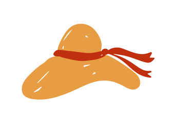 Hand drawn sun hat isolated on white background vector illustration