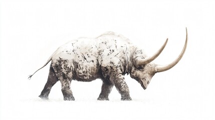Fototapeta premium Majestic Arsinoitherium: A Prehistoric Giant Roaming the Ancient Landscapes