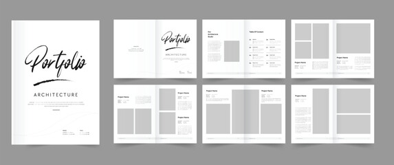 Architecture portfolio, interior brochure template, 12 pages portfolio layout design