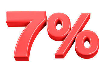 7 Percent Off Sale Number Red 3D illustration
