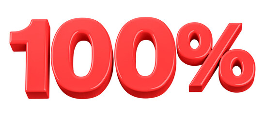 100 Percentage Number Red 3D illustration