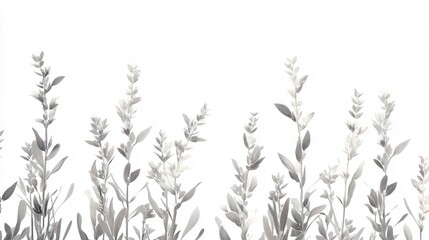 Monochrome Botanical Illustration: Elegant Floral Design on White Background