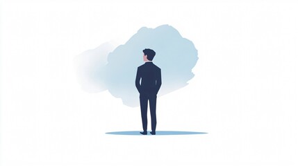 Fototapeta premium Businessman Contemplating the Future: A Vision of Success