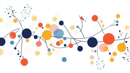 Abstract art with colorful circles and lines on a white background. This vibrant and modern design is perfect for adding a touch of creativity to any project.