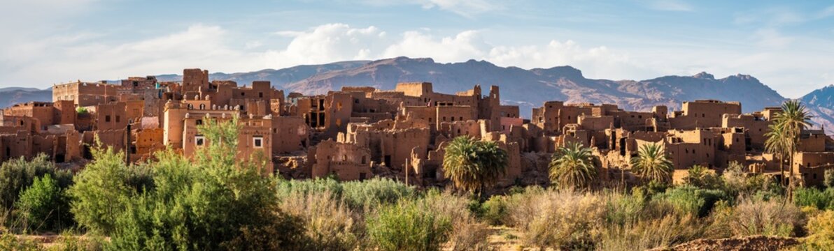 Panoramic of the old ruins of the Kasbah, Tinghir, Morocco