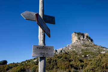 Perda Liana a beautiful and imposing rock monolith on Supramonte in National Park of the Gulf of Orosei and Gennargentu. Ogliastra, Sardinia, Italy