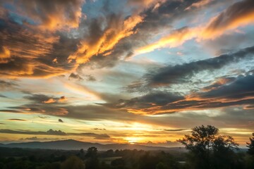 Obraz premium sunsets sky gradient creates a mesmerizing view in the sky