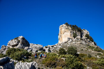 Perda Liana a beautiful and imposing rock monolith on Supramonte in National Park of the Gulf of Orosei and Gennargentu. Ogliastra, Sardinia, Italy
