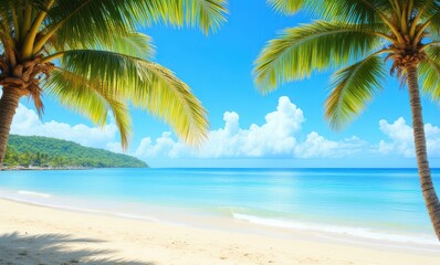 Tropical beach with clear blue waters