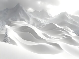Fototapeta premium Snowy mountain range, winter landscape.