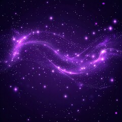 Fototapeta premium Digital purple particles wave and light abstract background with shining dots stars.