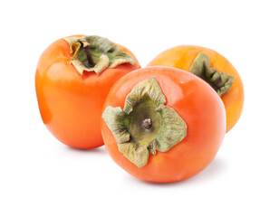 Delicious ripe juicy persimmons isolated on white
