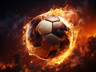 Fototapeta premium Exceptional Soccer ball with fire in smoke football