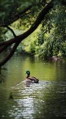 Cute Duck Paddling Through Calm Water