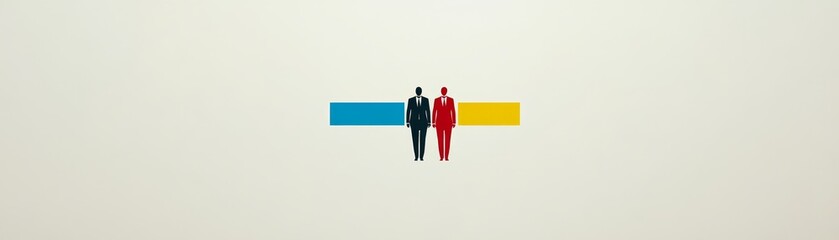 Person posing against a wall with striking red and blue cross design. person