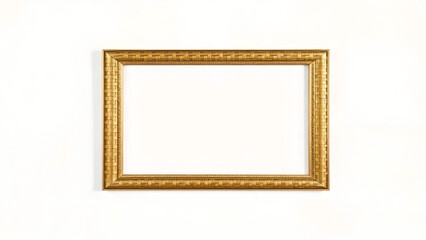 Decorative gold picture frame with intricate design on white background