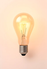 Light bulb idea. 3d render light bulb shines next to the extinguished ones. Leadership, inspiration, right decision and energy saving concept, generate ai, dinamic scene, with white tones