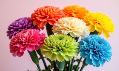 Vibrant multi-colored flowers in a vase