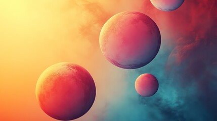Vibrant Planets Hovering in a Cosmic Sky with Bold Orange and Red Hues