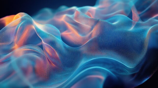 horizontal image of an abstract futuristic cyberspace blue transparent background Generative AI