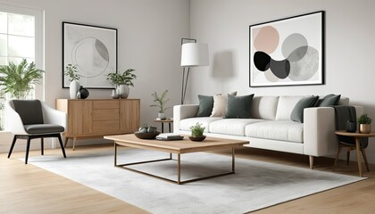 modern living room with sofa generative ai